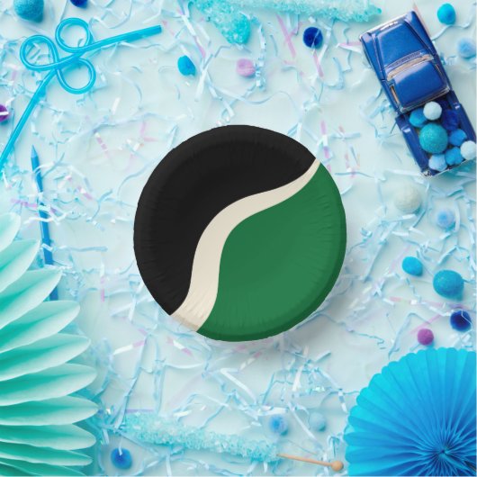 Bols En Carton Vagues simples 3 en vert, crème et noir (Fête)