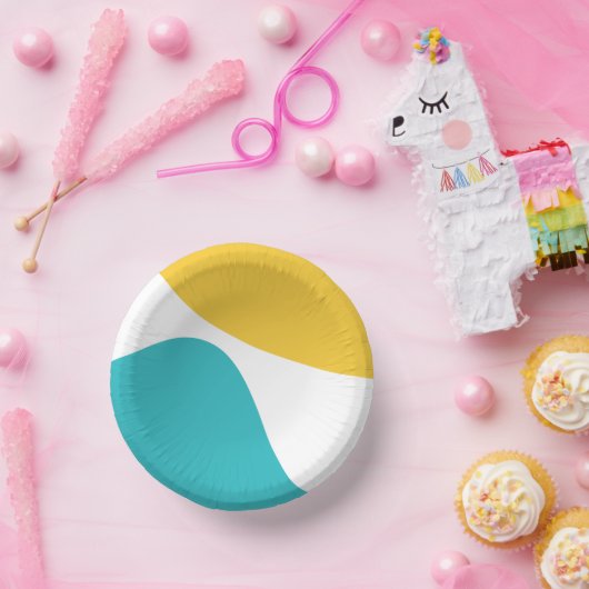 Bols En Carton Vagues simples 4 - Turquoise et Jaune (Fête)