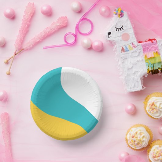 Bols En Carton Vagues simples - Turquoise et Jaune (Fête)