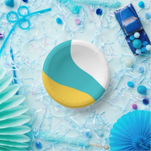 Bols En Carton Vagues simples - Turquoise et Jaune (Fête)