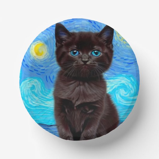 Bols En Carton Van Gogh Starry Night Black Cat (Recto)