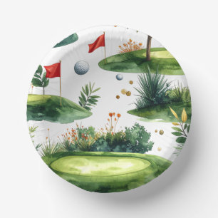 Bols En Carton Vert de putting de golf avec drapeau rouge