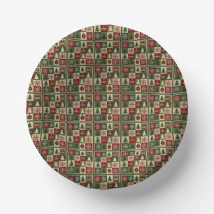 Bols En Carton Vintage, aspect patchwork matelassé Noël rustique