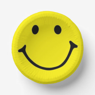 Bols En Carton Visage original de sourire jaune 