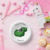 Bols En Carton Voiture de sport verte avec illustration airfos (Fête)