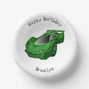 Bols En Carton Voiture de sport verte avec illustration airfos