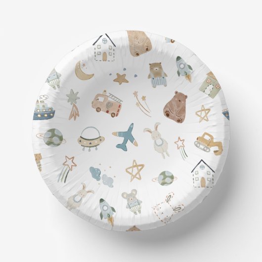 Bols En Carton Whimsical Oh Boy Aquarelle Doodle Baby shower (Recto)