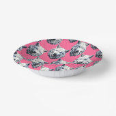Bols En Carton White Wolf Head Pattern Design Pink  (Angulaire)