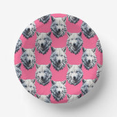 Bols En Carton White Wolf Head Pattern Design Pink  (Recto)
