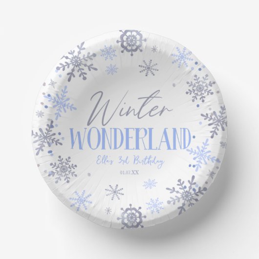 Bols En Carton Winter Wonderland Blue Snowflake fête d'anniversai (Recto)
