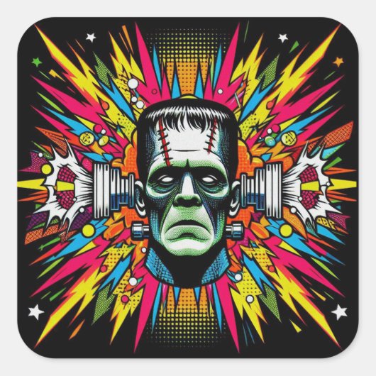  "Bolt Blowing Monster" Vierkante Sticker (Voorkant)