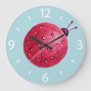 bolvormige Abstracte Waterverf Ladybug Kinderen Grote Klok