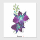 Bom bleu Dendrobium Orchid Sticker Kiss-cut (Feuille)