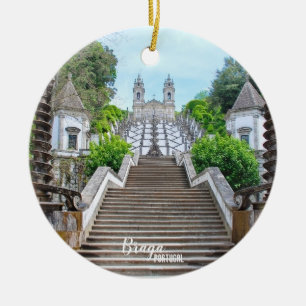 Bom Jesus Braga Heiligdom foto, met gebed Keramisch Ornament