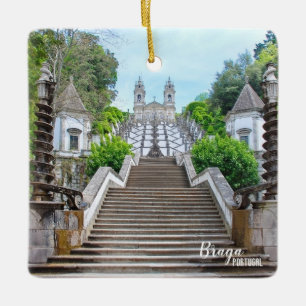 Bom Jesus Braga Heiligdom foto, met gebed Keramisch Ornament