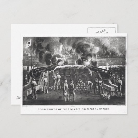 Bombardement Fort Sumter, Charleston Harbour Briefkaart (Voorkant / Achterkant)
