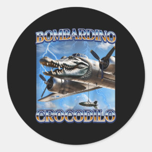 Bombardino Crocodilo Grappige Italiaanse Hersenrot Ronde Sticker
