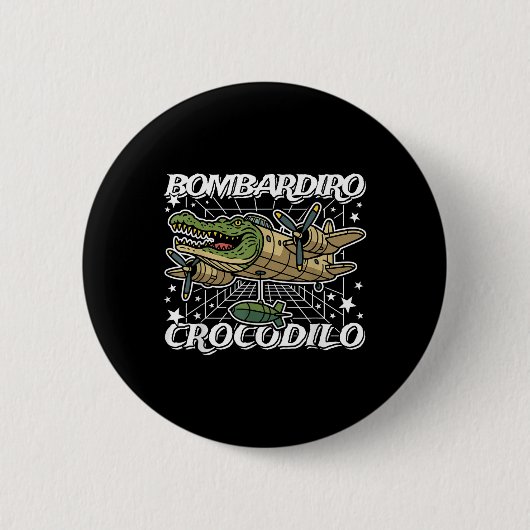 Bombardiro-krokodil Italiaans-hersenrot Geen slech Ronde Button 5,7 Cm (Voorkant)