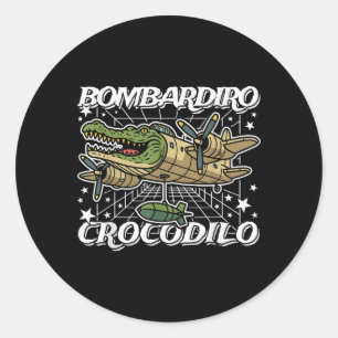 Bombardiro-krokodil Italiaans-hersenrot Geen slech Ronde Sticker
