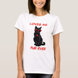 Bombay Black Cat Red Heart-vormige zonnebril T-shirt