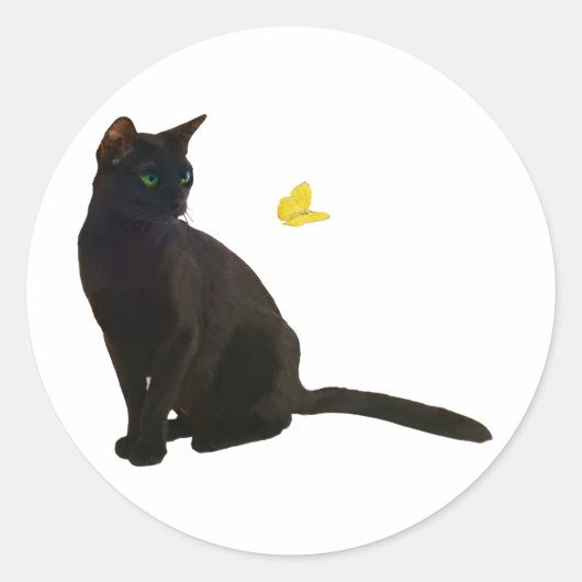 Bombay Cat & Butterfly Ronde Sticker (Voorkant)