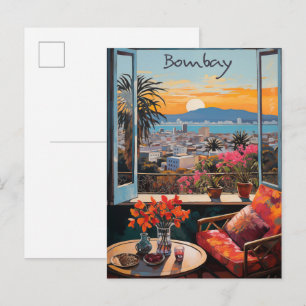 Bombay India Reizen Stad Schilderen Esthetisch Briefkaart