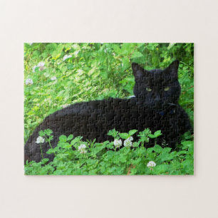 Bombay Kat Liggend in Groene Klaver Puzzel