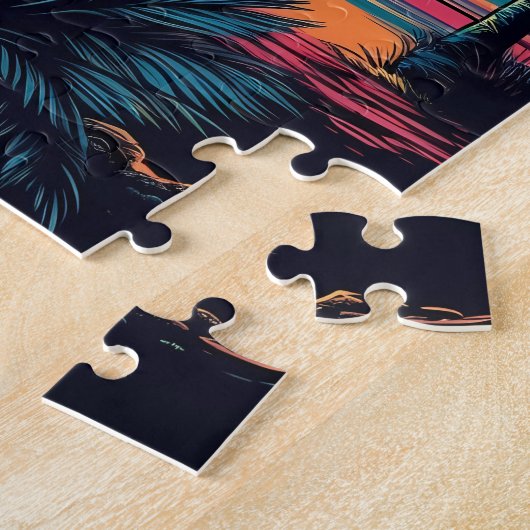 Bombay Kat met zonnebril op het strand Legpuzzel (Zijkant)