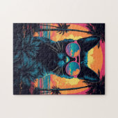 Bombay Kat met zonnebril op het strand Legpuzzel (Horizontaal)