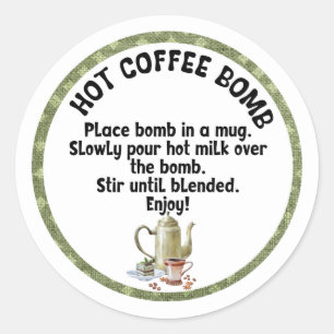 Bombe à café chaud, étiquette à bombe à cacao