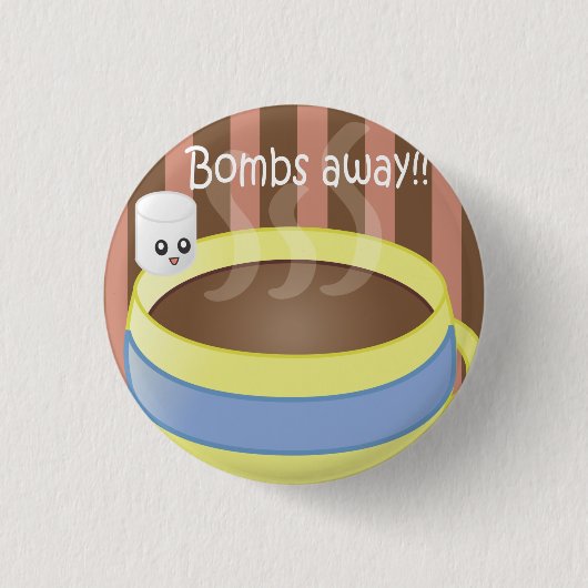 Bombs Away - Marshmallow en Coffee Ronde Button 3,2 Cm (Voorkant)