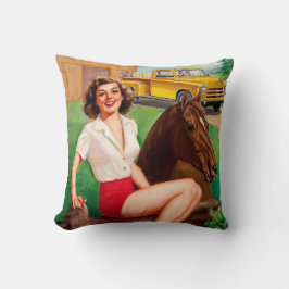 BOMBSHELL BAD GIRLS Retro Boerderij Girl & Horse Kussen