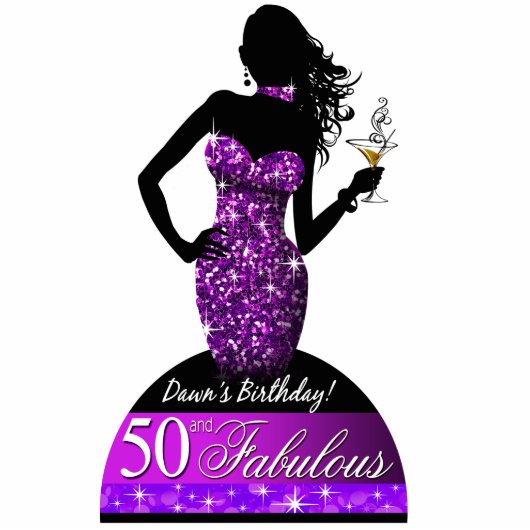 Bombshell Bling 50th Birthday Table Centerpart Staand Fotobeeldje (Voorkant)