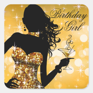 Bombshell Bling Glitter Party Dress   goud Vierkante Sticker