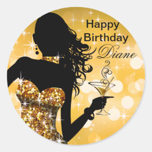 Bombshell Glitter Party Dress round goud Ronde Sticker