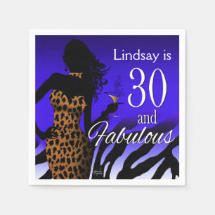 Bombshell Leopard 30ste verjaardag blauw Servetten