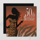 Bombshell Leopard 50th Birthday Party Russet Kaart (Voorkant / Achterkant)