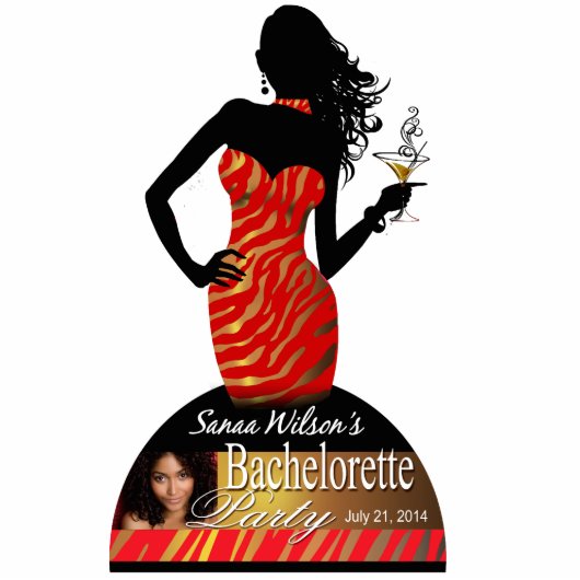 Bombshell Red Gold Zebra Bachelorette Staand Fotobeeldje (Voorkant)