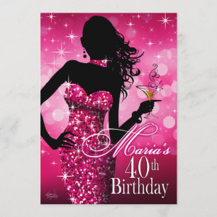 Bombshell Sparkle 40th Birthday fuschia dec 12th Kaart