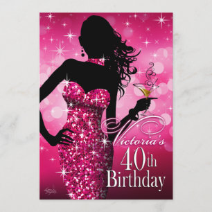 Bombshell Sparkle 40th Birthday   fuschia Kaart