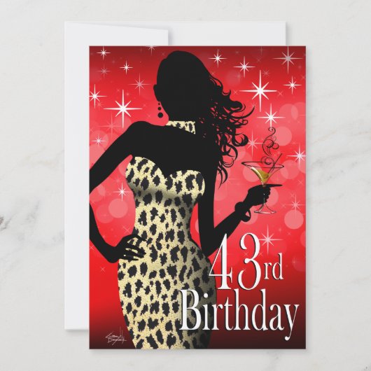 Bombshell Sparkle Snow Leopard Birthday Party Kaart (Voorkant)
