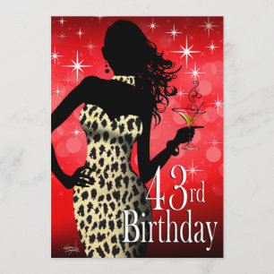 Bombshell Sparkle Snow Leopard Birthday Party Kaart