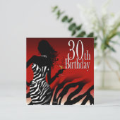 Bombshell Zebra 30e verjaardag Red Kaart (Staand voorkant)