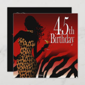 Bombshell Zebra 45e Surprise Birthday Party Red Kaart (Voorkant / Achterkant)