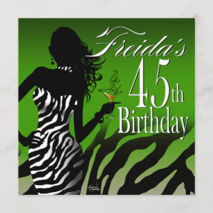 Bombshell Zebra 45th Birthday   groen Kaart