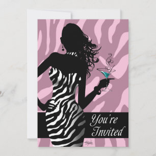 Bombshell Zebra Bachelorette Dames Night Pink Kaart