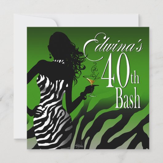 Bombshell Zebra Edwina's 40e verjaardag Kaart (Voorkant)