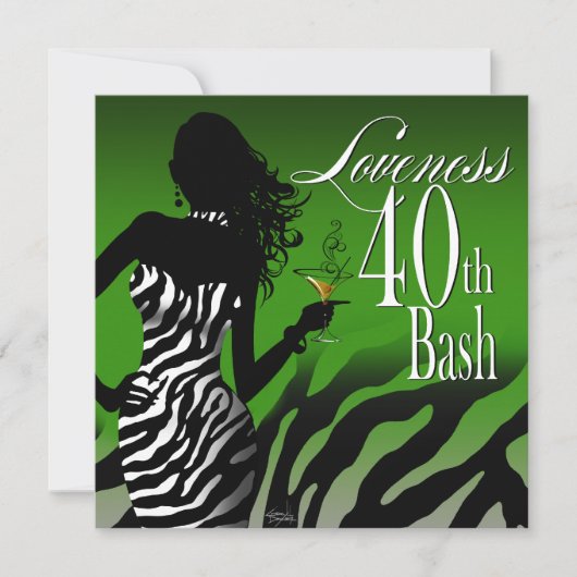 Bombshell Zebra Loviteit 40th Birthday Green Kaart (Voorkant)