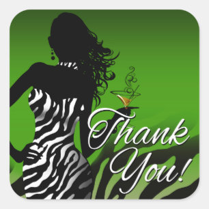 Bombshell Zebra Party Bedankt Groen 3 inch Vierkante Sticker