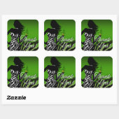 Bombshell Zebra Party Bedankt | Groen 3 inch Vierkante Sticker (Vel)
